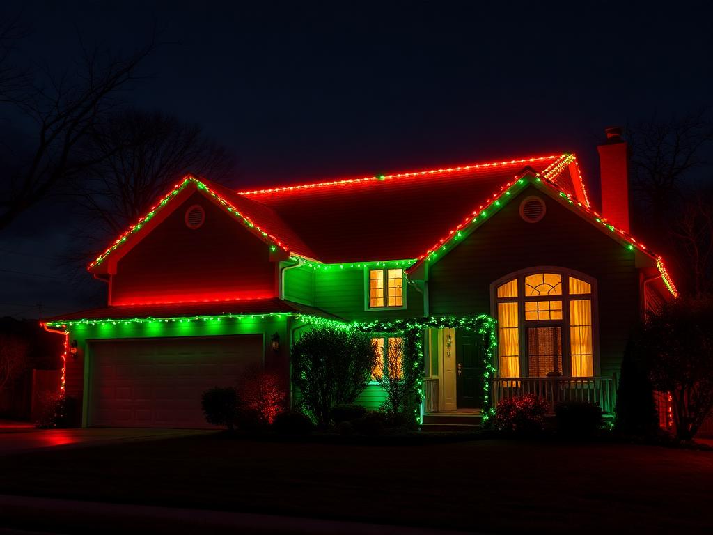 Red and green holiday permanent lighting